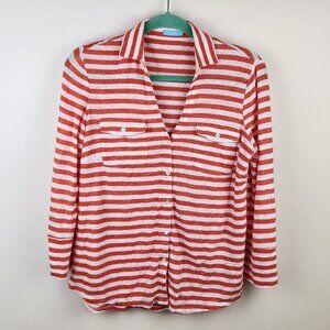 J. McLaughlin Brynn Linen Button Up Shirt in Stripe sz S Flawed